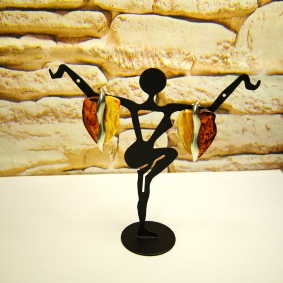 Big Amber & 925 Silver Omega Earrings - Made In Poland Rare Jewelry Her Gift - Picture 13 of 16